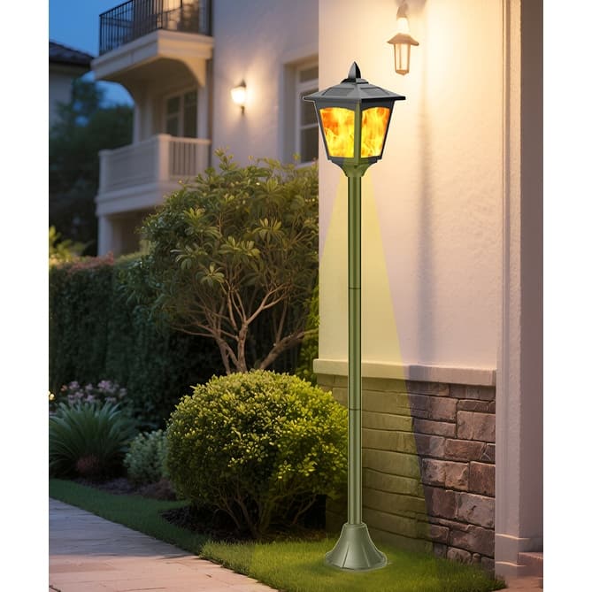 2 Pack 42" Solar Lamp Post Lights – Flickering Flame Waterproof Outdoor Pole Lights for Garden, Pathway, Yard - 40''