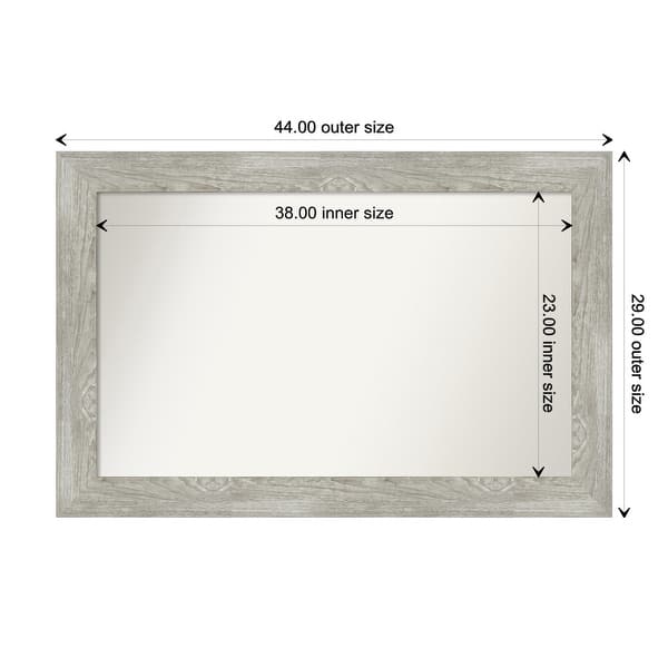 dimension image slide 55 of 113, Dove Greywash Framed Non-Beveled Custom Wall Mirror, Bathroom Vanity Mirror