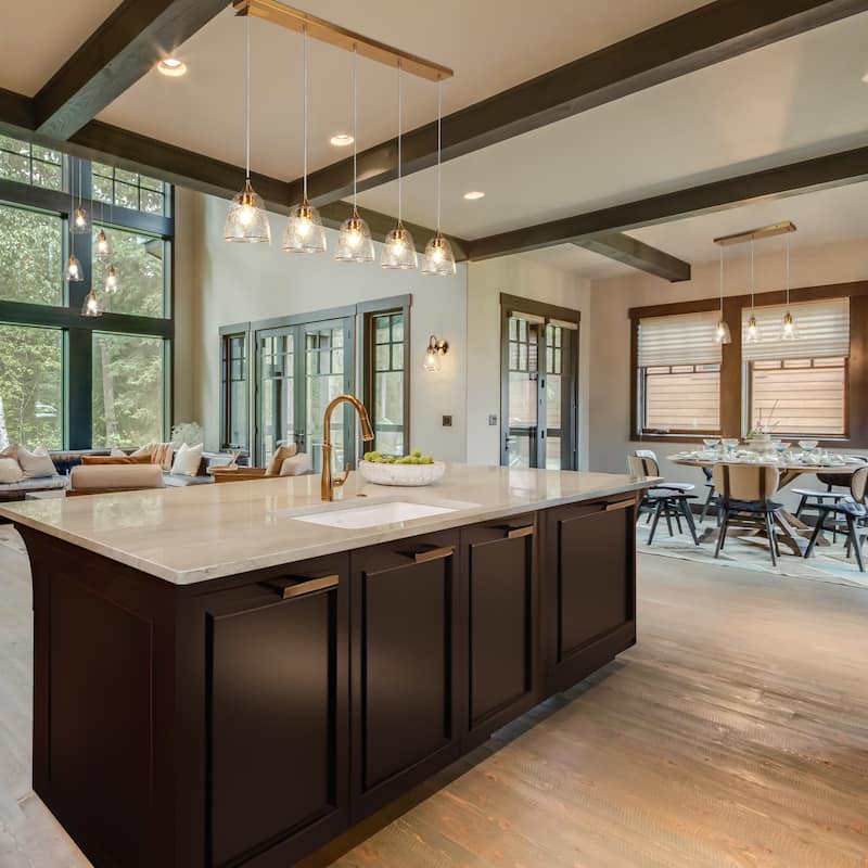 Modern 5-Light Gold Chandelier Linear Island Light for Dining Room - W 45.2" x H 7.8" x D 6"