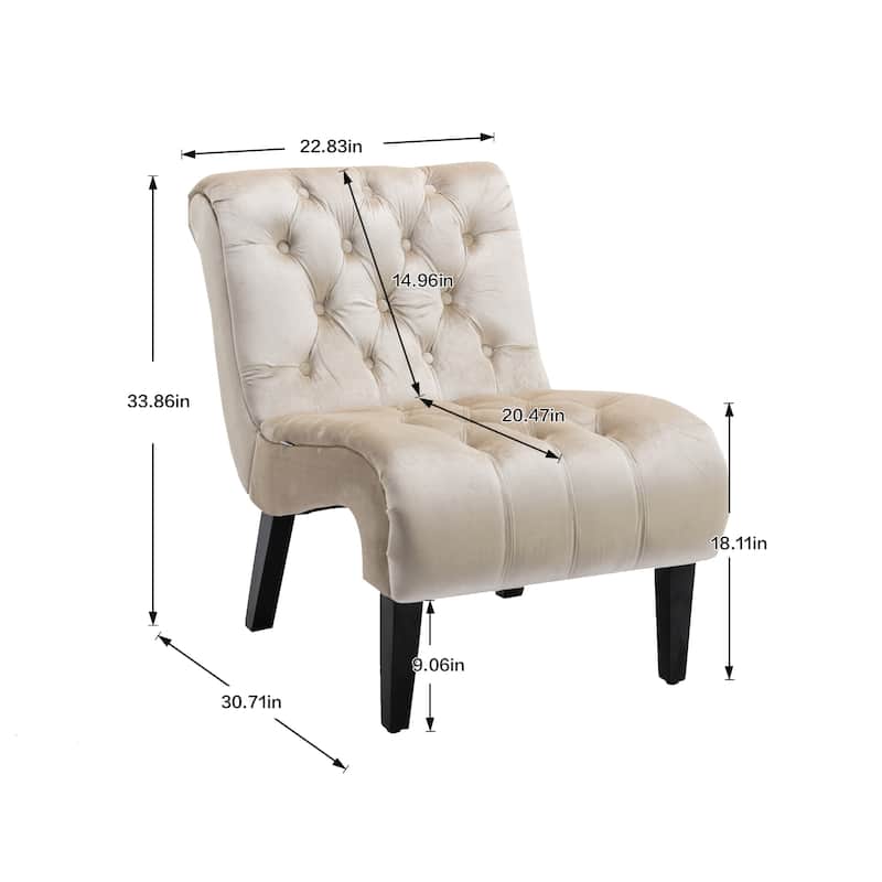 Velvet Upholstered Leisure Chair For Living Room With Wood Legs