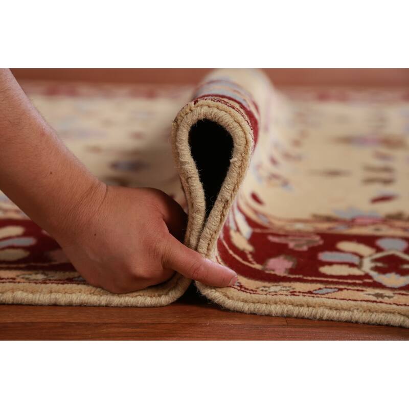 Hand Knotted Oriental 100% Wool Carpet Traditional Floral Peach Ziegler Area Rug - 7' 1'' X 5' 5''