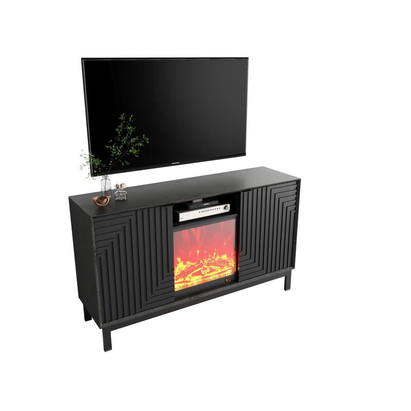 Mid Century Modern TV Stand with 2 Drawers, 2 Storage Cabinets and Cable Management for Living Room Bedroom
