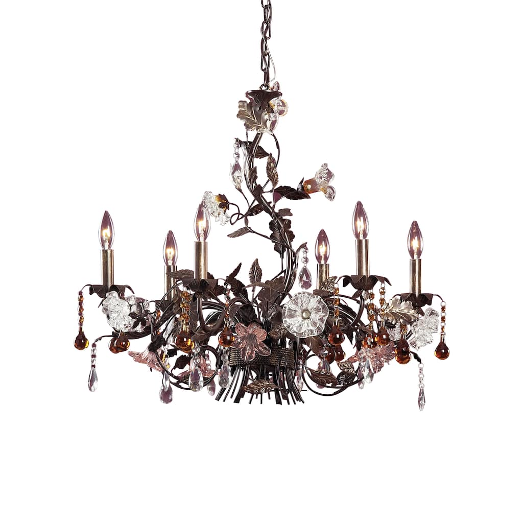 Elk Home Cristallo Fiore Deep Rust 29 Inch Wide Chandelier - 29 in. W