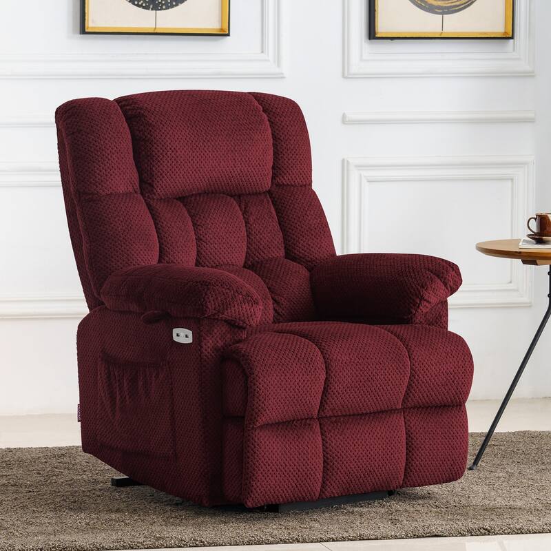 MCombo Power Lift Recliner Chair with Massage, Heat, Adjustable Headrest, Extended Footrest-(PU/Fabric)