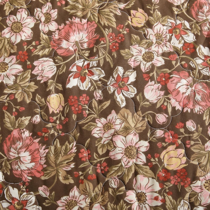 Laura Ashley Marta Cotton Reversible Brown Quilt Set