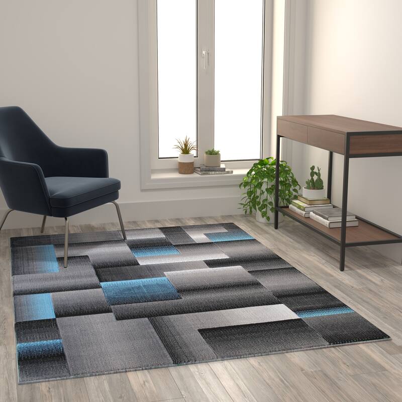 Modern Geometric Style Color Blocked Indoor Area Rug