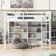 preview thumbnail 3 of 5, White Loft Bed with 8 Open Storage Shelves and Built-in Ladder, Full-length Guardrail