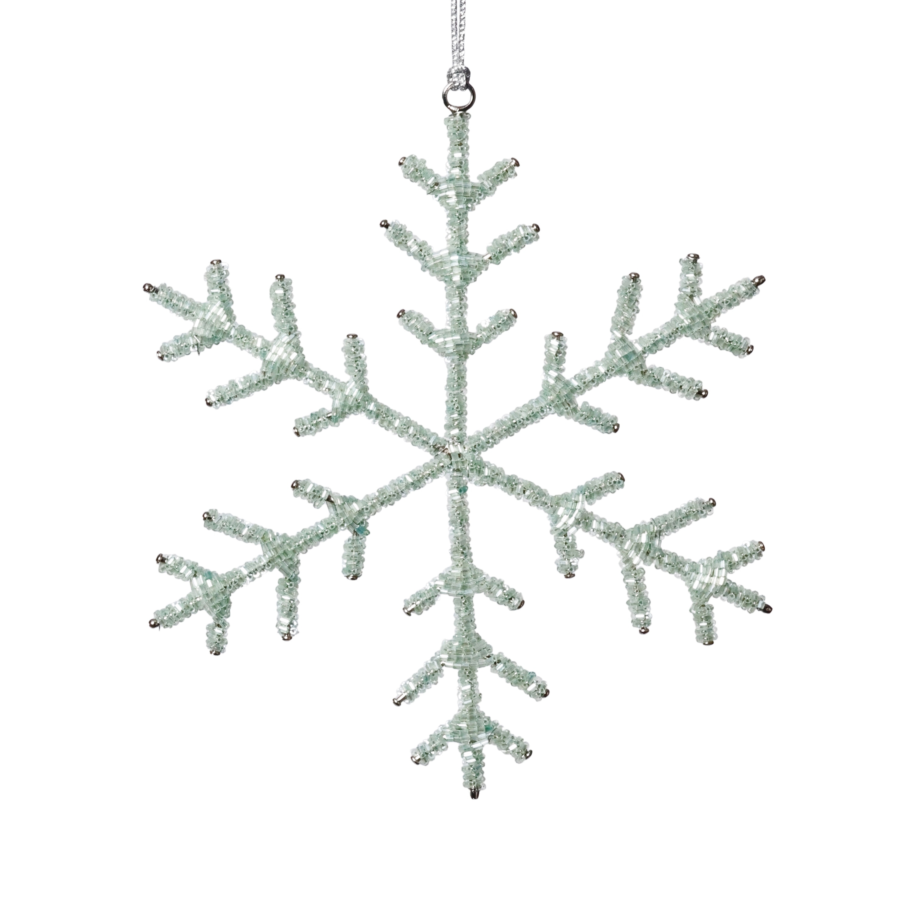 Beaded Snowflake Christmas Hanging Décor Ornaments, Set of 12, 8"