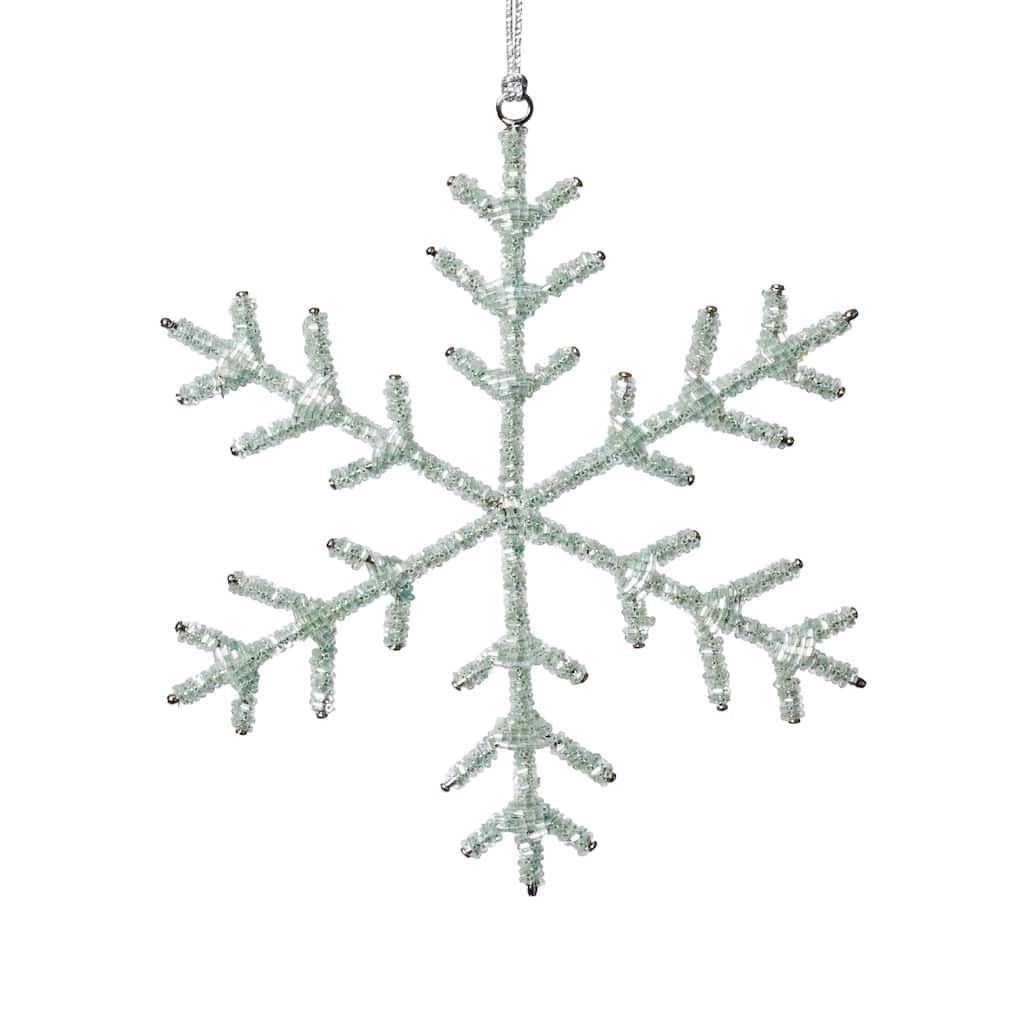 Beaded Snowflake Christmas Hanging Décor Ornaments, Set of 12, 8"