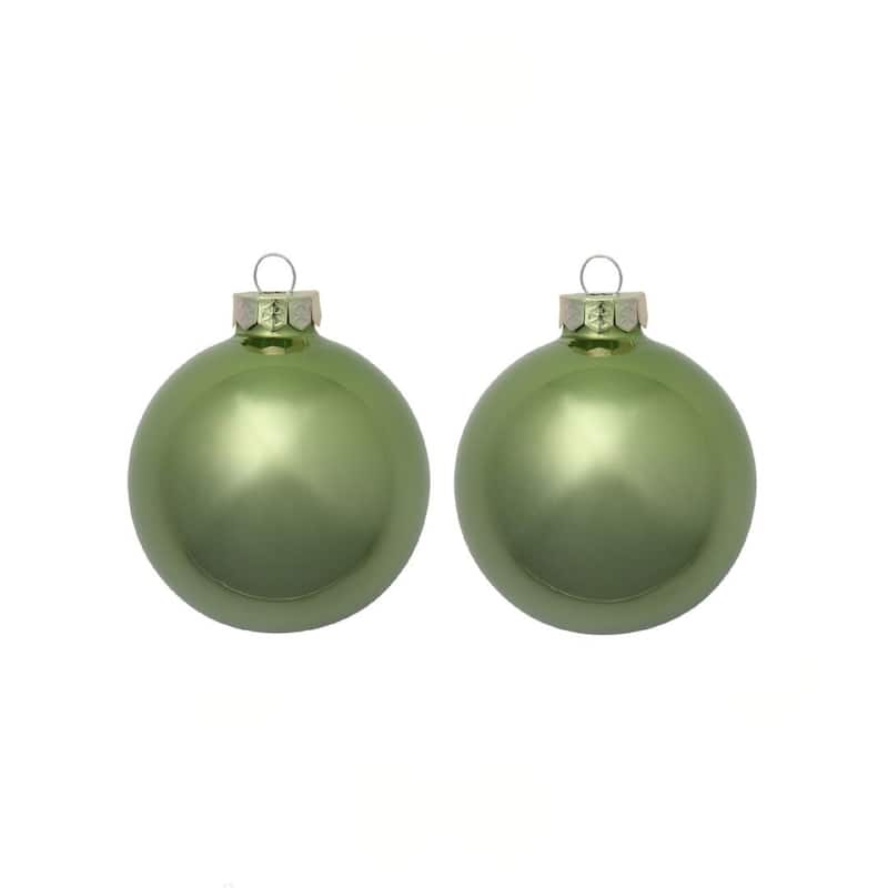 Pearl Glass Christmas Ball Ornaments - 6" (150mm) - Green Lime - 2ct