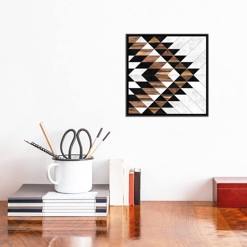 iCanvas "Urban Tribal Pattern No.9 - Aztec - Concrete and Wood" by Zoltan Ratko Framed Canvas Print