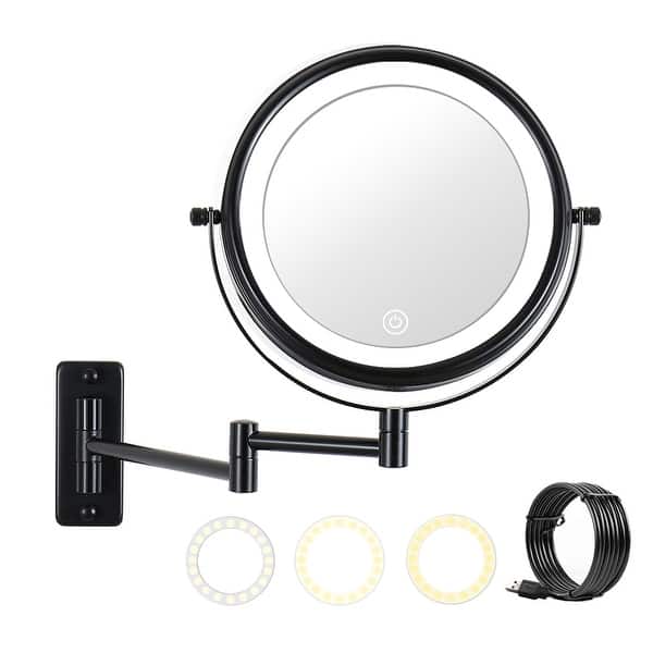 Wall Mounted Lighted Magnifying Mirror 10X Makeup Mirror 3 Color Mode