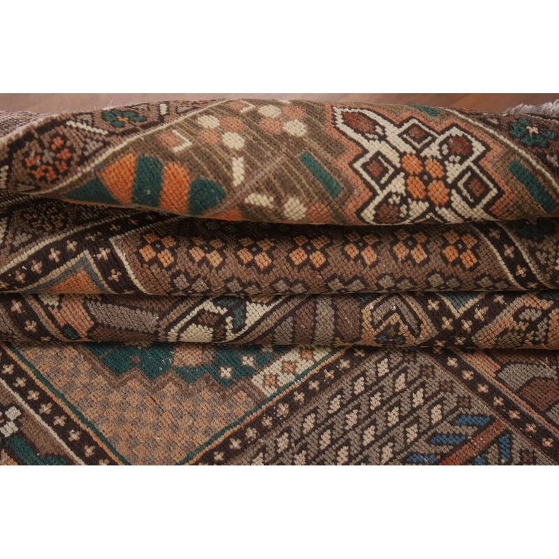 Garden Design Brown Bakhtiari Persian Vintage Rug Handmade Wool Carpet - 6'11"x 10'2"