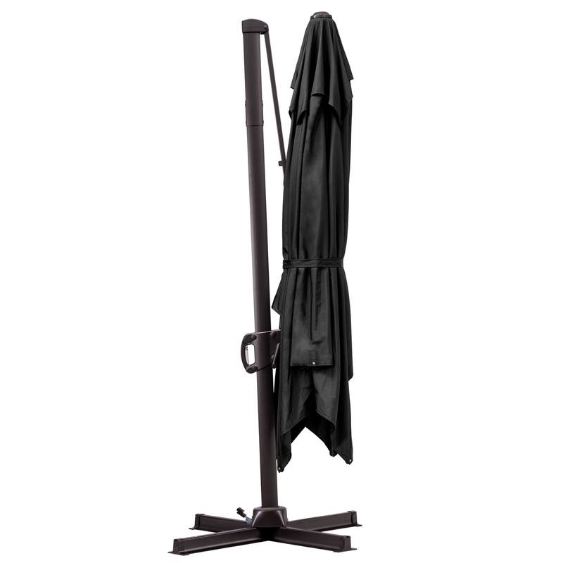Outdoor 9 x 11 Ft Cantilever Patio Umbrella 360 Degree Rotation with Weight Base