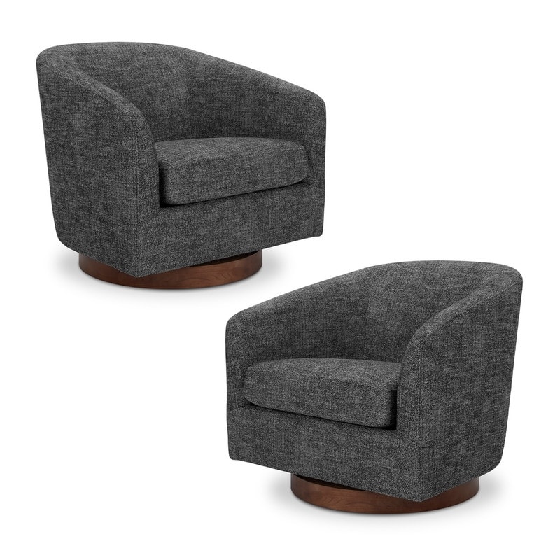 Spruce & Spring Liam Swivel Accent Chair - Set of 2 - Charcoal Grey-Fabric