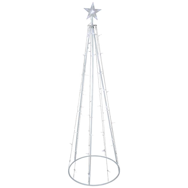 6' White LED Lighted Cone Tree Outdoor Christmas Decor