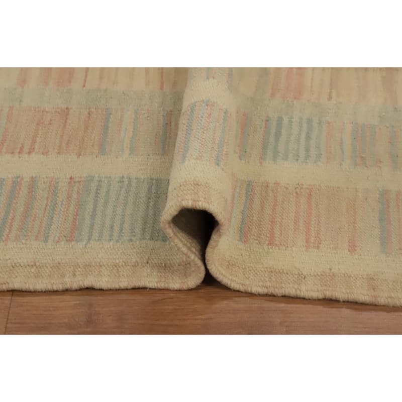 Hand Woven Oriental 100% Wool Carpet Southwestern Tribal Oranges & Rust Kilim Area Rug - 9' 0'' X 5' 9''