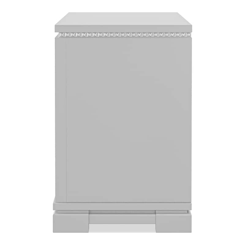 Seleena Glam Silver Wood 3-Drawer Nightstand with USB Charger by Furniture of America