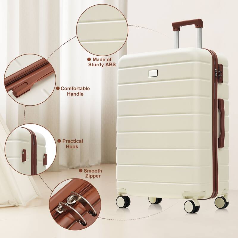 Premium ABS Travel Luggage Set,Three-Piece TSA Lock Suitcase Ensemble