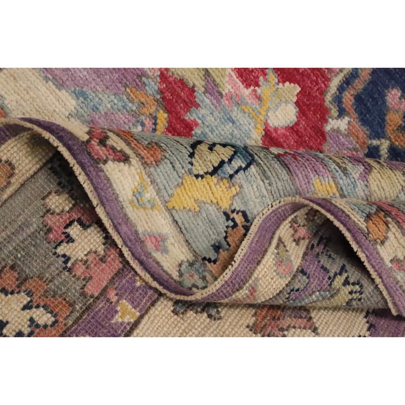 Hand Knotted Oriental 100% Wool Carpet Transitional Medallion Red Oushak Area Rug - 6' 11'' X 5' 1''