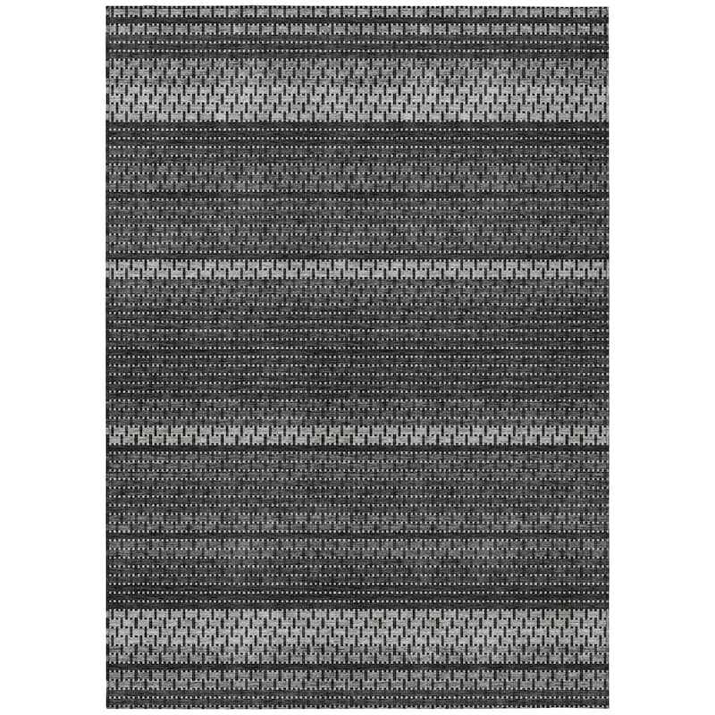 Machine Washable Indoor/ Outdoor Boho Stripe Chantille Rug