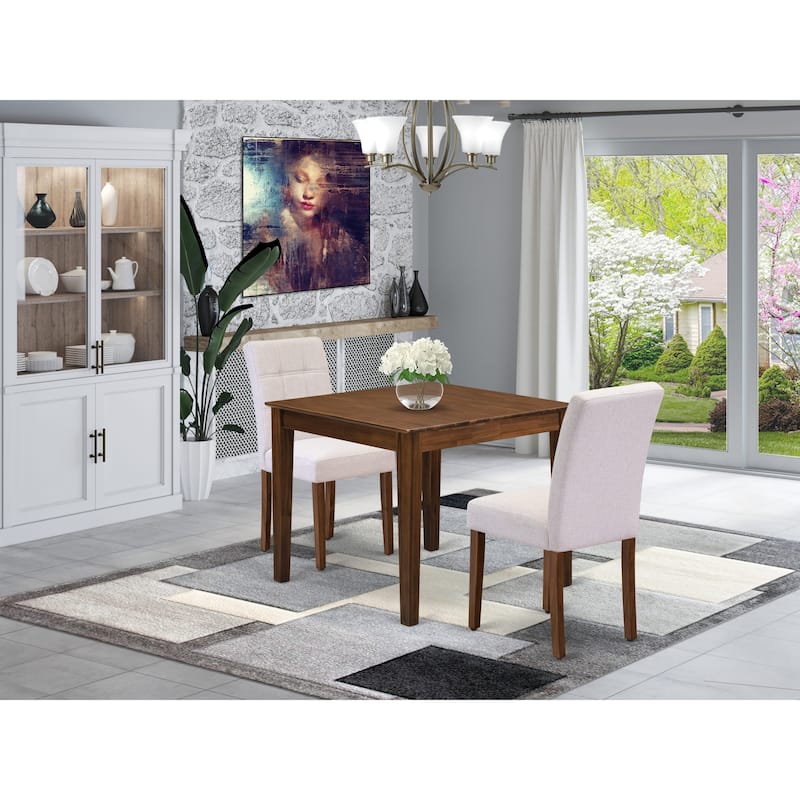 East West Furniture Dining Table Set Includes a Square Dining Room Table and Chairs, Antique Walnut (Pieces Options) - OXAS3-AWA-08
