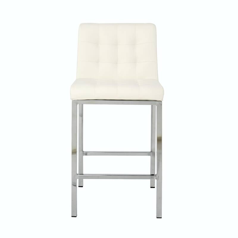 Modern High Stool with PU Seat and Metal Legs (Set of 2)
