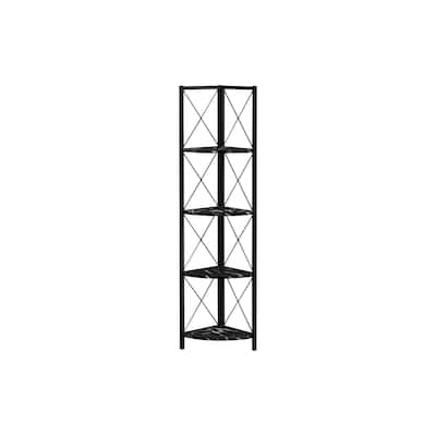 Bookshelf, Bookcase, Etagere, Corner, 4 Tier, 60"h, Office, Bedroom, Laminate, Metal, Contemporary, Modern
