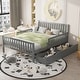 preview thumbnail 45 of 50, Wood Platform Bed with 2 Storage Drawers & Both Sides Guardrails, Storage Bed Frame for Bedroom, Guest Room Gray - Full