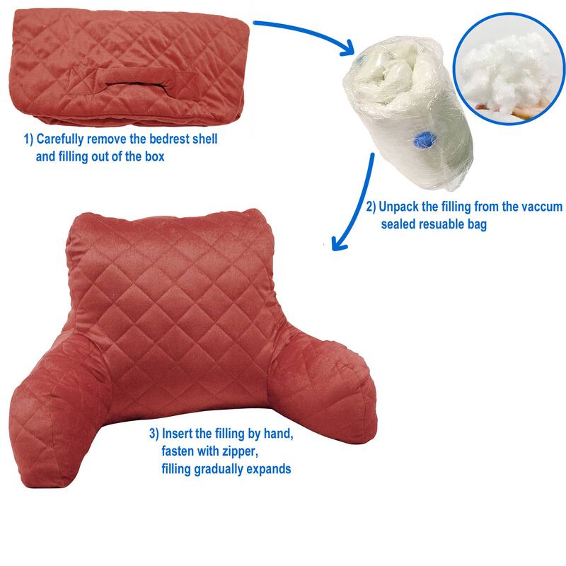 Velvet Do-It-Yourself Bedrest Reading Pillow Cover and Filling
