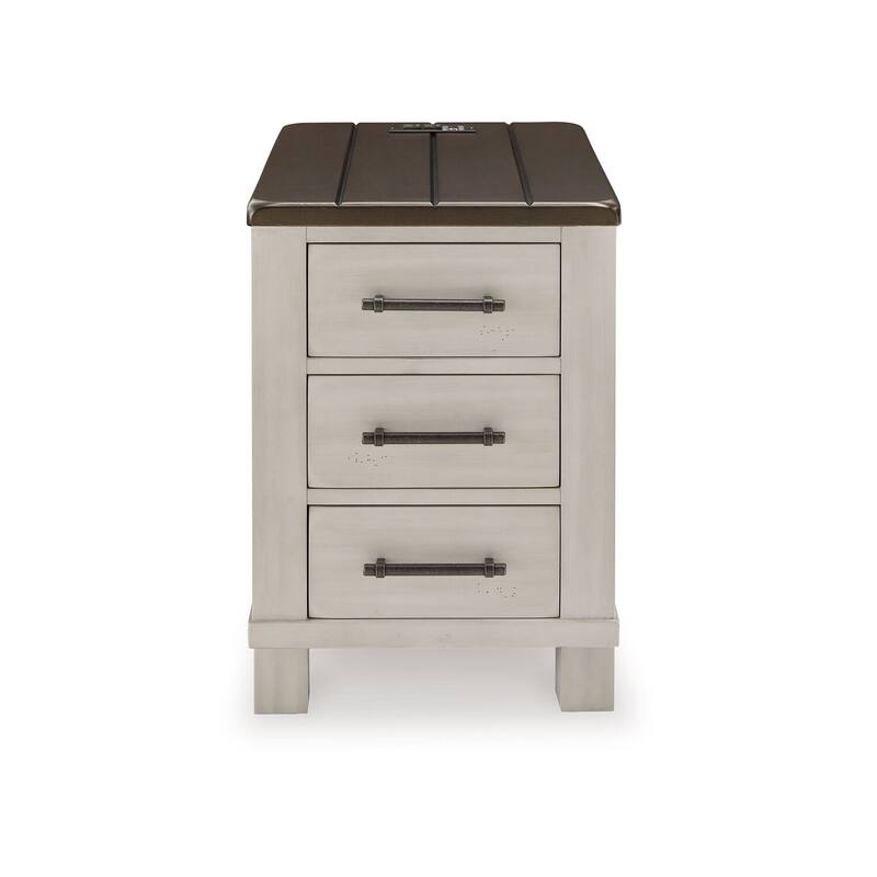 24 in. Gray and Brown Rectangle Wood End Table with Storage Drawer for Convenience