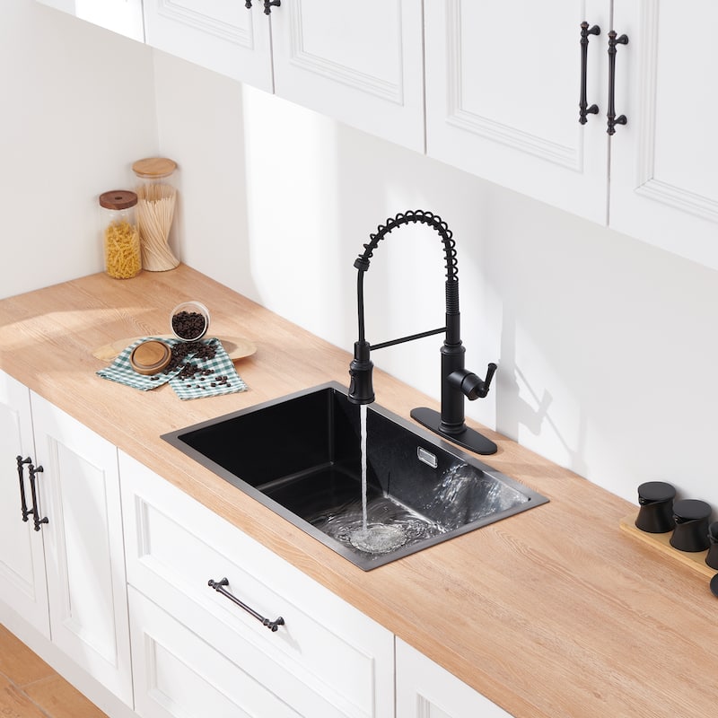 Single Handle Pull Down Sprayer Kitchen Faucet with Touchless Sensor - Black