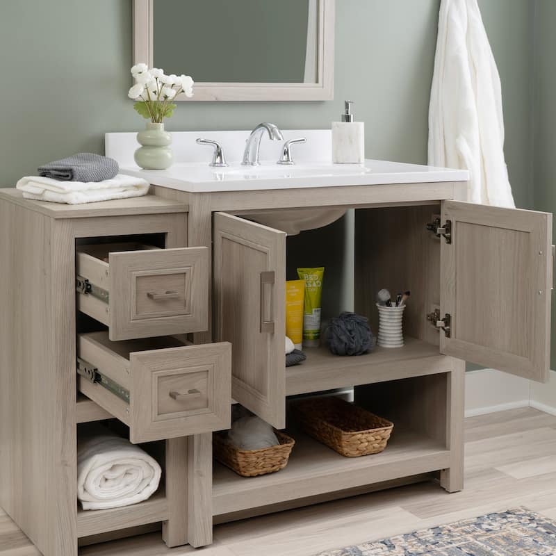 Linon Blakely Vanity with Mirror and 12-inch Side Cabinet