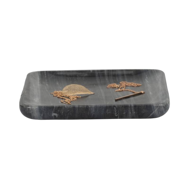 Sagebrook Home 9" Zarra Grey Marble Trinket Tray, , 1"H - 9" x 9" x 1"