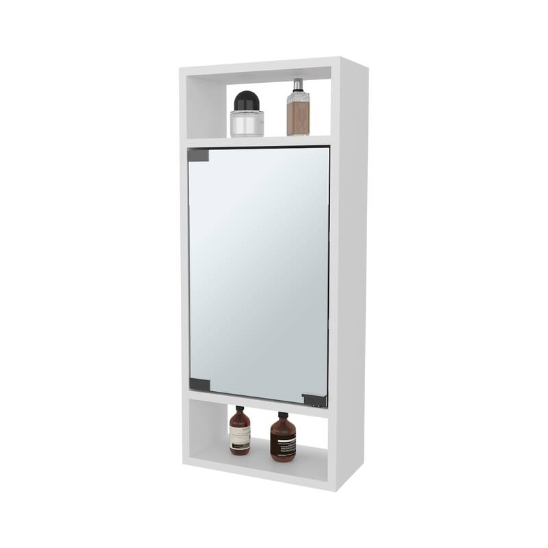 Medicine Cabinet with Mirrored Door and Open Storage