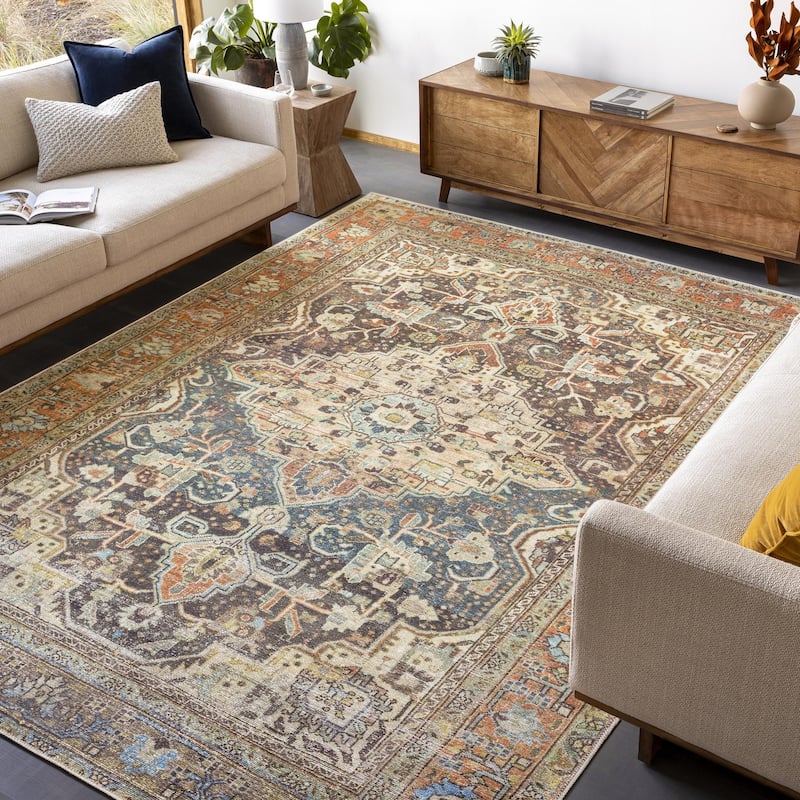 Livabliss Amelie Updated Traditional Medallion Washable Area Rug
