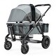 preview thumbnail 2 of 1, Carbon Steel All-Terrain Stroller Wagon Foldable Twin with Canopy and Tray - 47.2” L x 27.2” W x 42.1” H