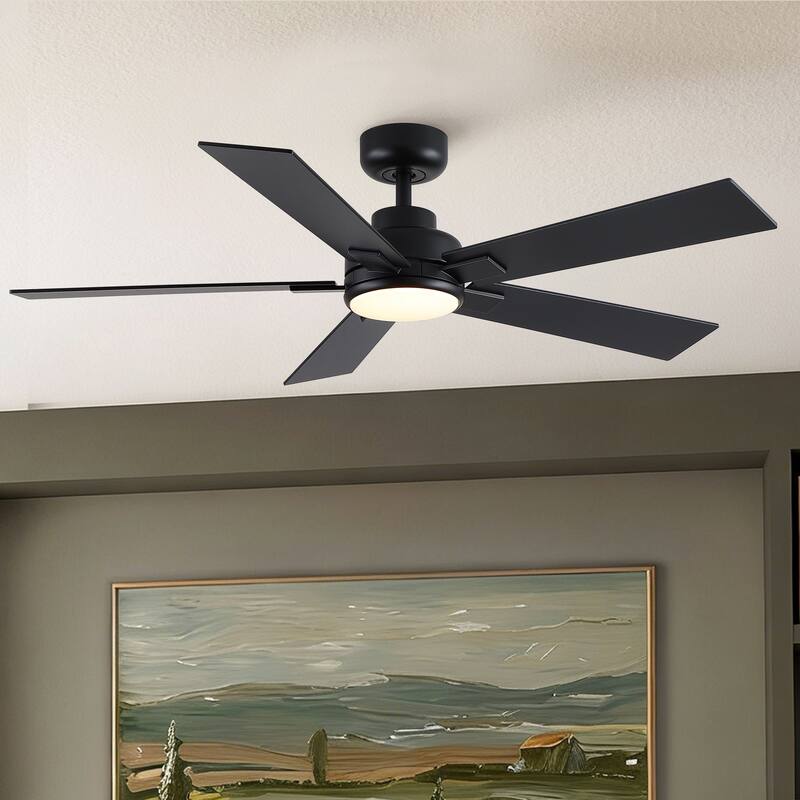 Cusp Barn 52" Modern Ceiling Fan with Light and Remote, LED Integrated Dimmable Reversible DC Motor Ceiling Fan for Living Room