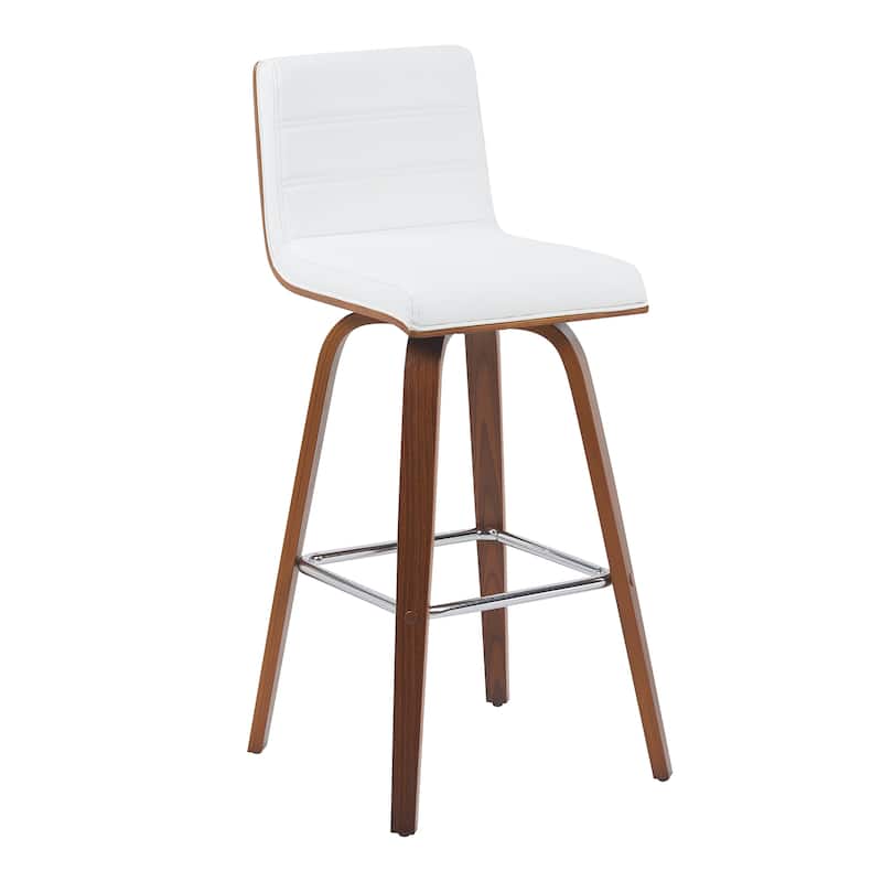 Skara Swivel Bar Stool, Upholstered Bar Height Chair with Bentwood Frame