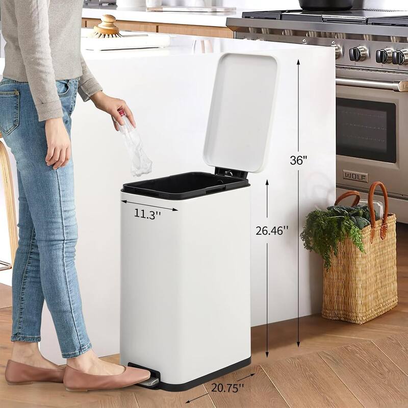 13.2 Gallon Slim Trash Can with Lid Soft Close for Bedroom, Office, Kitchen