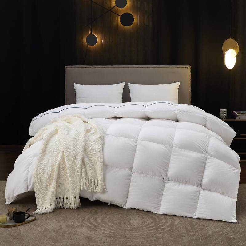 Goose Feather Down Comforter Extra Fluffy Duvet Insert with 8 Corner