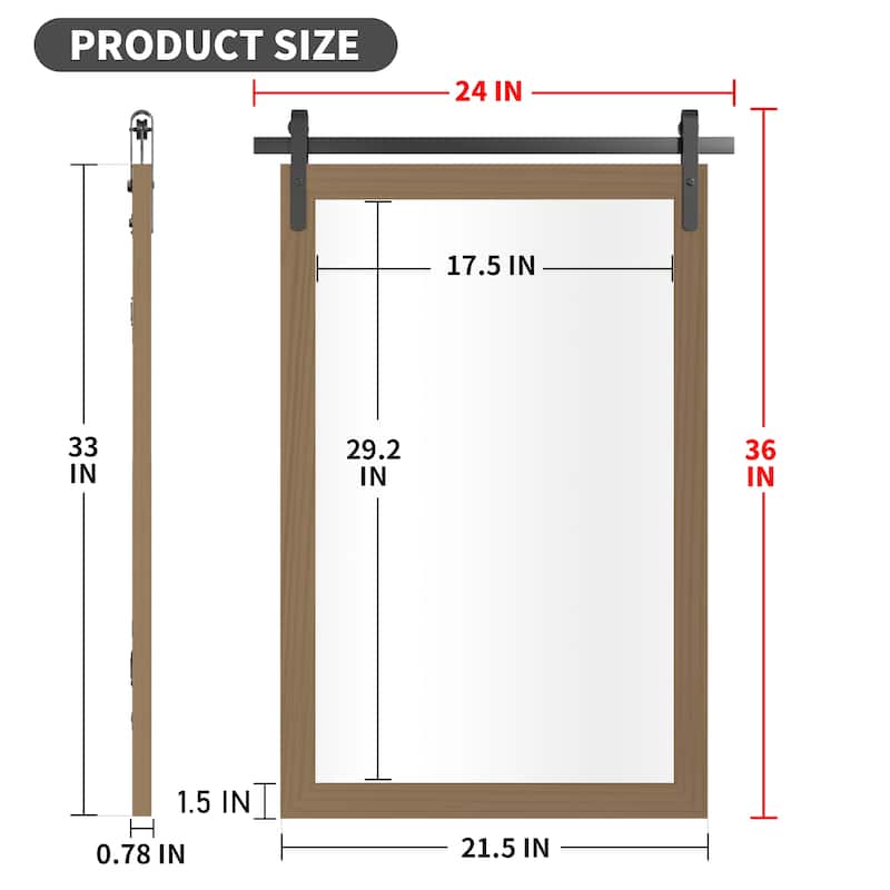 Farmhouse Barn Door Solid Wood Frame Bathroom Vanity Wall Mirror