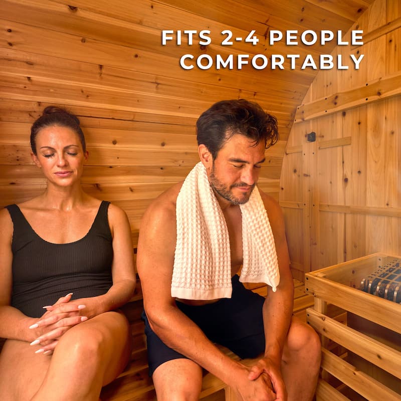 Backyard Discovery Paxton 2-4 Person Outdoor Barrel Sauna, Porch