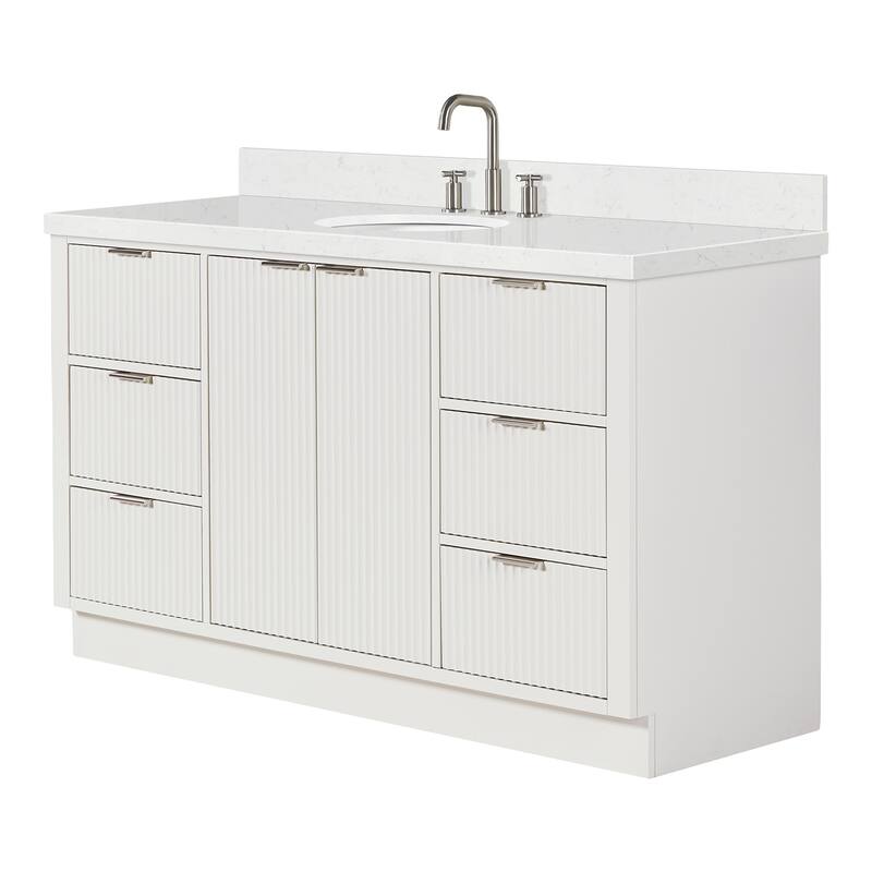 Ariel P60CQOVO Milan 60" Free Standing Single Basin Vanity Set with