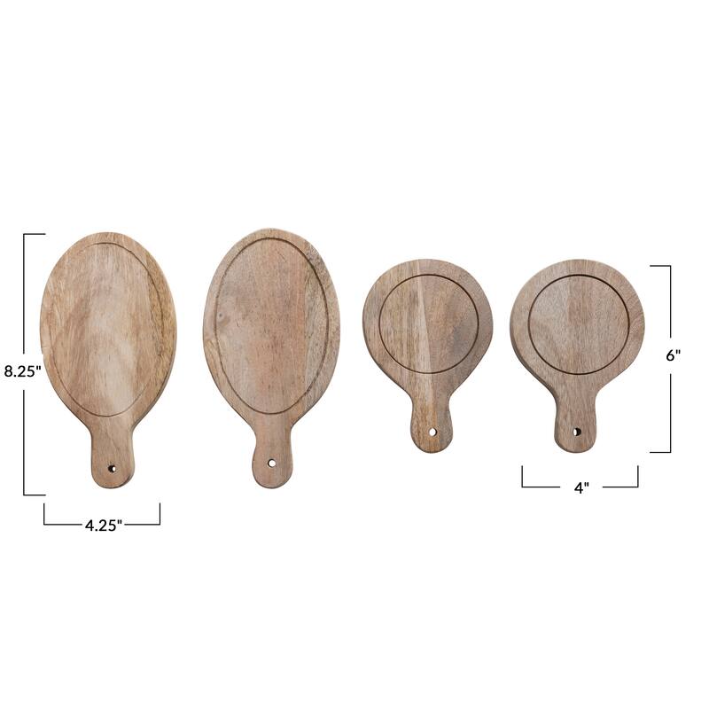 Wood Serving Boards with Handles - 8.3"L x 4.3"W x 0.8"H