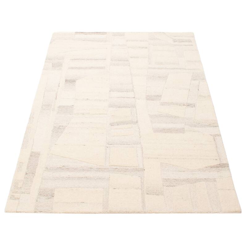 ECARPETGALLERY Hand Tufted Timeless Cream Wool Rug - 5'1 x 8'0