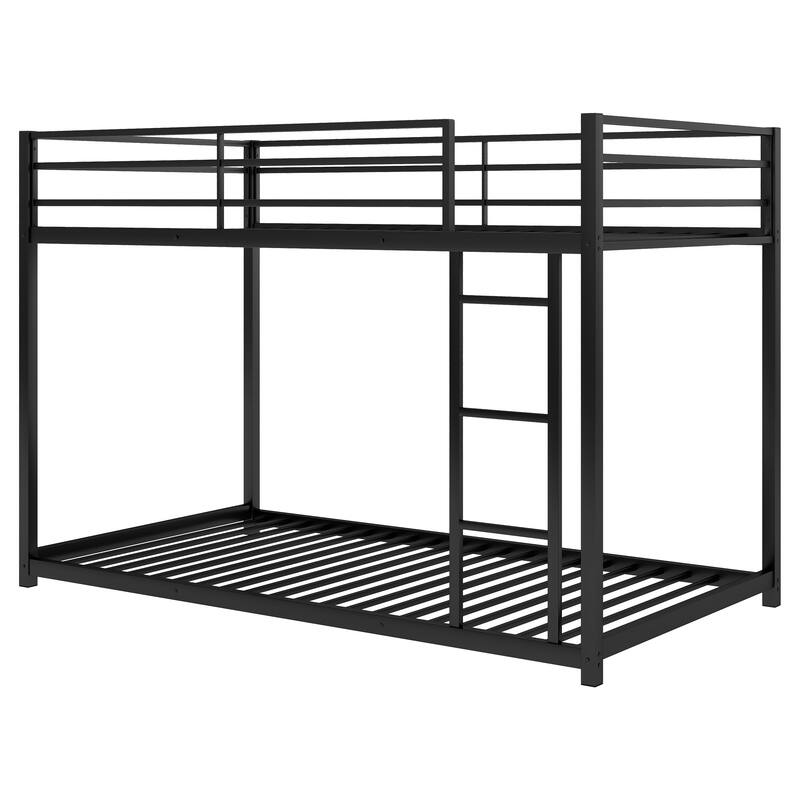 Metal Bunk Bed, Low Bunk Bed with Ladder