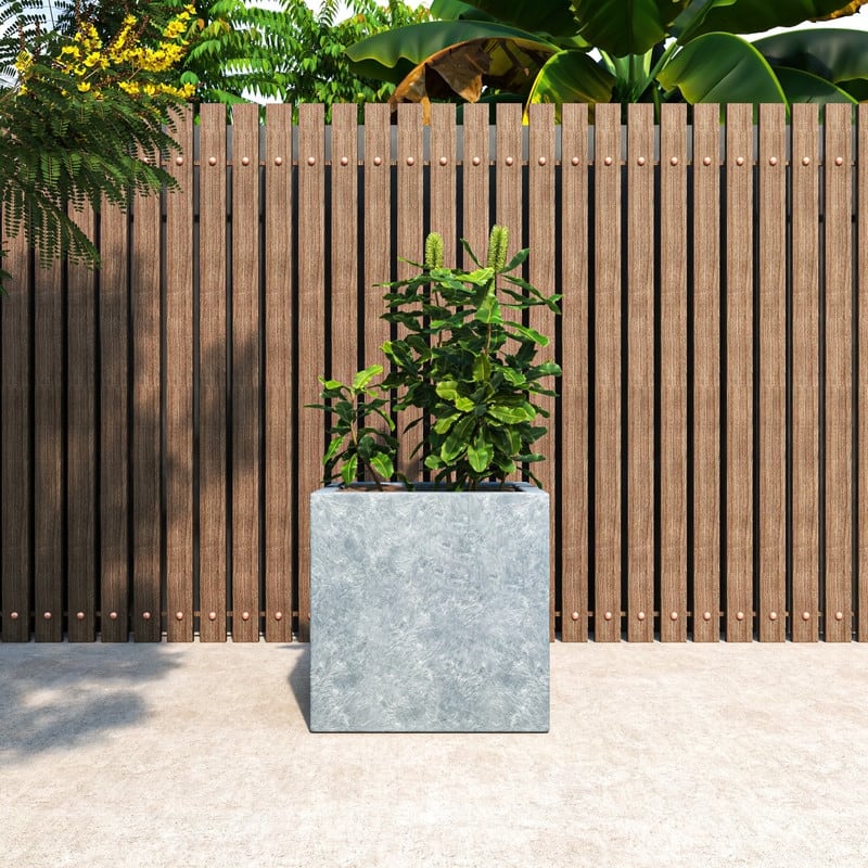 Fern Modern Square Fiberstone and MGO Clay Planter with Drainage Protective Cover for Indoor & Outdoor Home Office Patio Decor