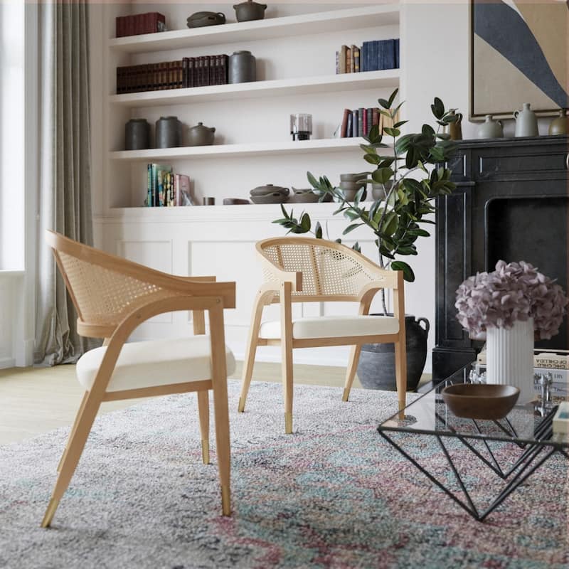 Commercial Grade Cane Rattan Dining Chair with Padded Seat