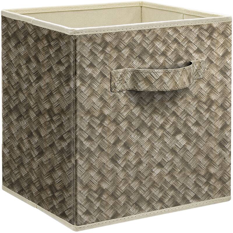 Sorbus 11" Foldable Storage Cube Basket - Single Pack - 10.5" L x 10.5" W x 11" H - Woven Beige